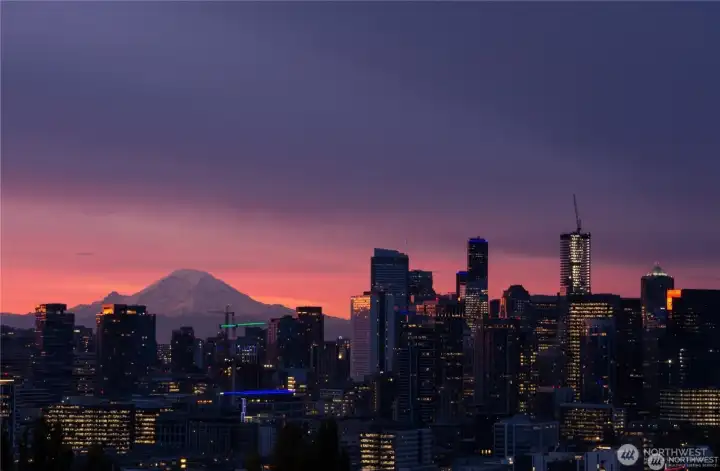 Stunning Mt. Rainier and city views.