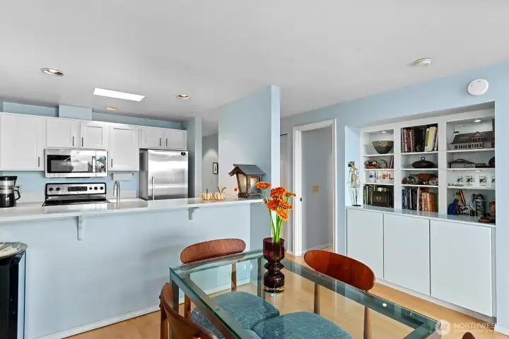 There is also an eating bar in case you'd like to have bar stools.