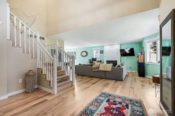 The living room to the right of the  front door.