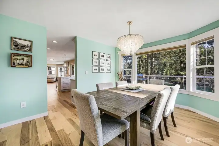 From the dining area looking into the kitchen/great room