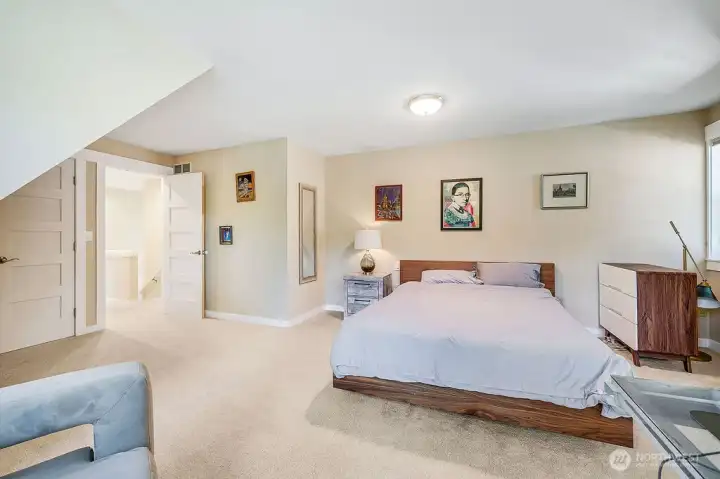 The second bedroom overlooks the water.