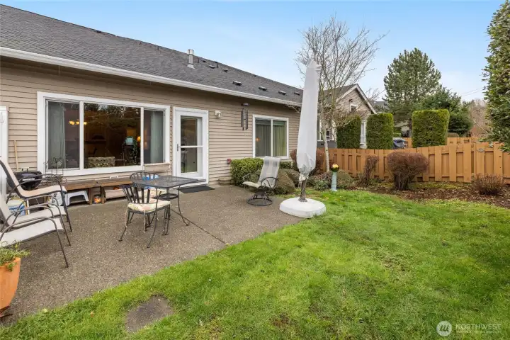 Lovely private patio space that backs to proctected greenspace.