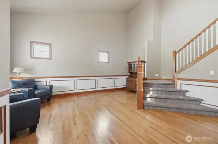 Inviting font entrance and living room.