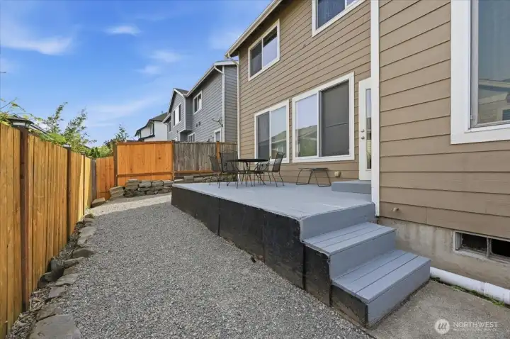 Low maintenance yard with room perfect for container gardening.