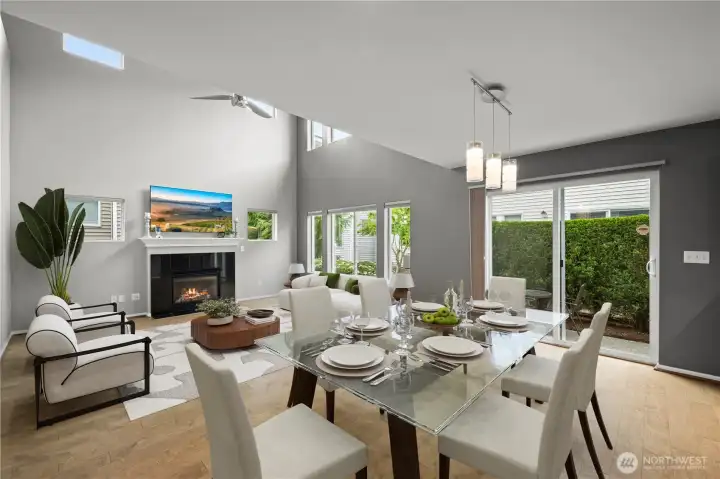Virtually Staged Living Room & Dining Room