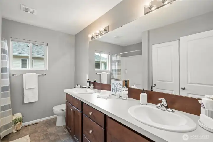 Full Bath Upstairs with Dual Vanities
