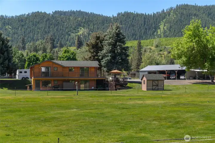 Playhouse/tack shed, shop, river side of house