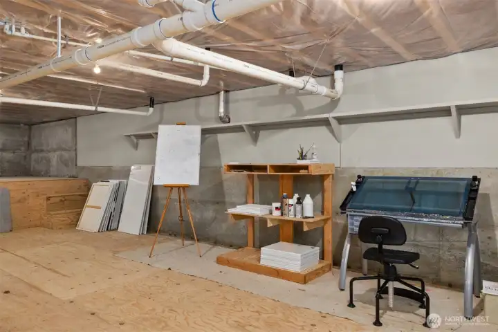 Expansive unfinished flex space offers exceptional versatility for storage, workshop use, creative pursuits, fitness, or future customization tailored to your lifestyle. Expansive unfinished flex space offers exceptional versatility for storage, workshop use, creative pursuits, fitness, or future customization tailored to your lifestyle.