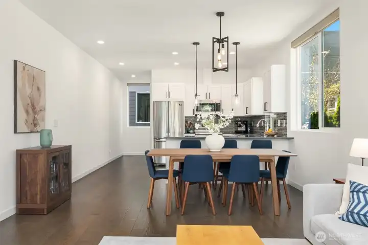 Tall 9-foot ceilings enhance the home's luxury and open feel.