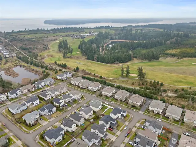 A Well Maintained Community w/ Tree Lined Streets, Parks, Trails, and Golf Course - "The Home Course" Pictured w/Nearby Puget Sound in the Distance