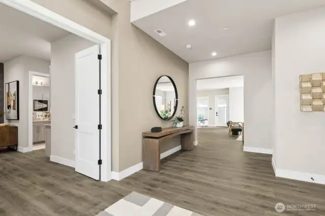 Open entry and generous room sizes throughout!  Main floor home office or bedroom with 3/4 bath & walk in closet.