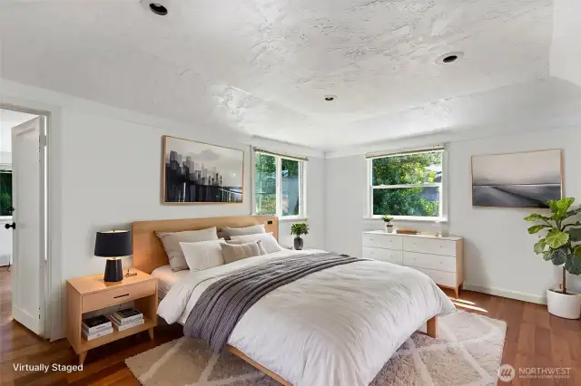 Virtually staged bedroom #1.