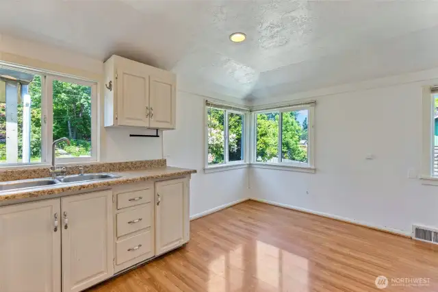 Kitchen with a dining area..