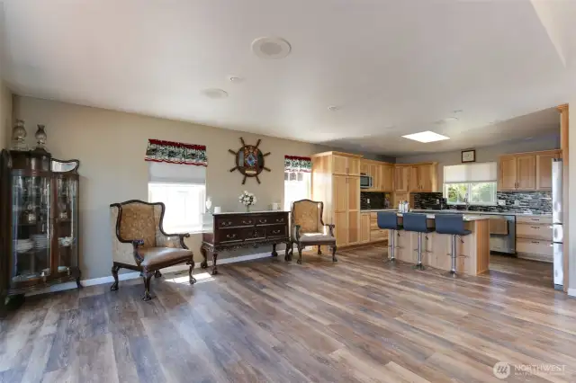 Recently remodeled kitchen and floors in living room