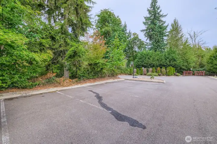 Ample guest parking is adjacent to the protected area