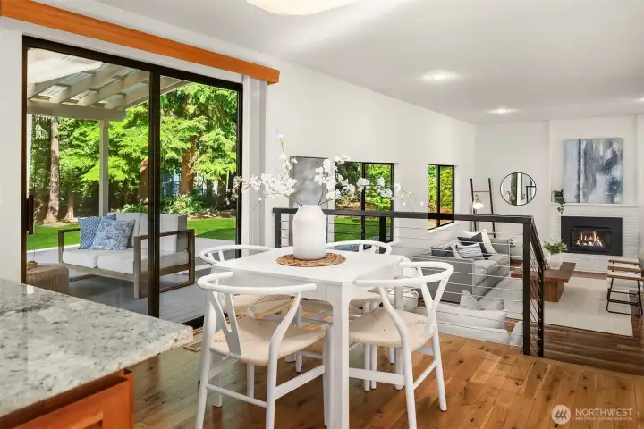 A sunny and spacious nook for informal meals or after-school studying.