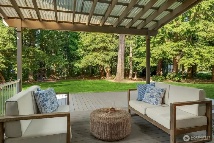 A view towards the sprawling lawn. There is room for your BBQ!