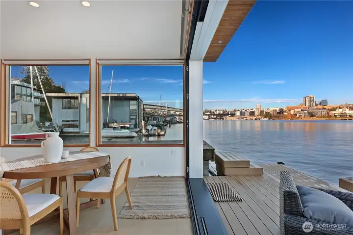 A view looking north through indoor/outdoor living.