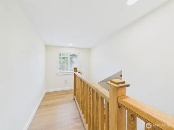 The handrails are removable with four bolts to facilitate moving furniture upstairs.