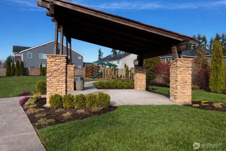 Neighborhood covered picnic area.