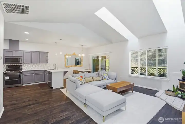 open living and kitchen