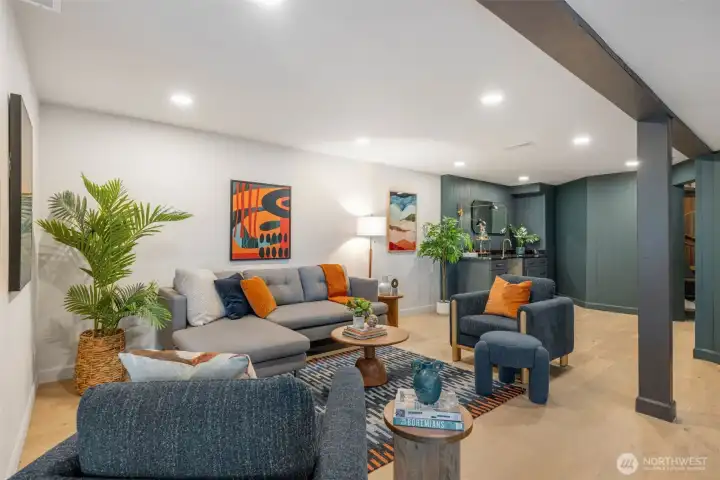 Speakeasy-style wet bar for lounging and entertaining