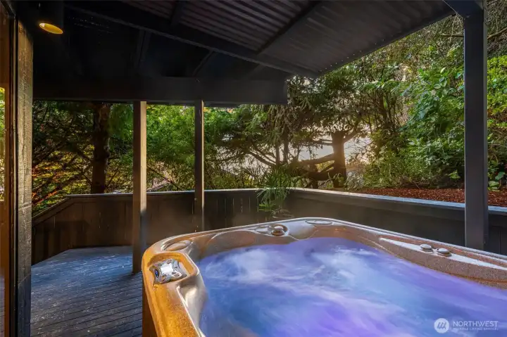 Completely private hot tub on lower level deck