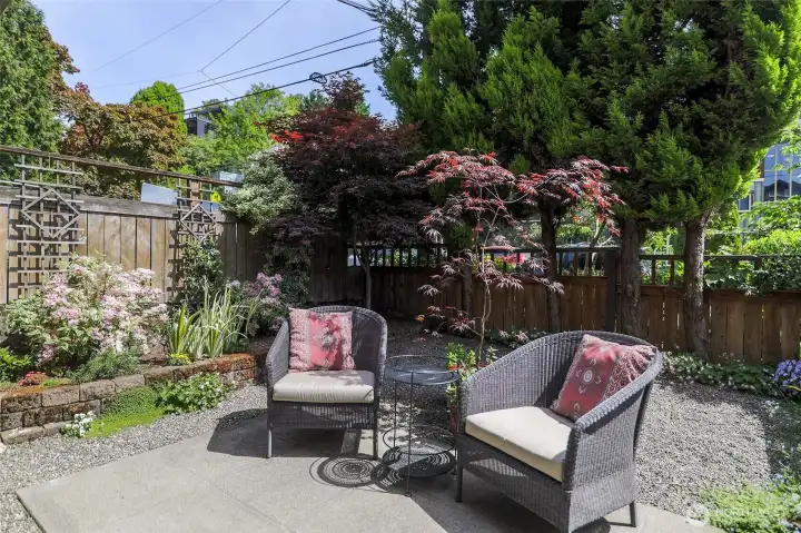A large fenced front yard. Easy to maintain.