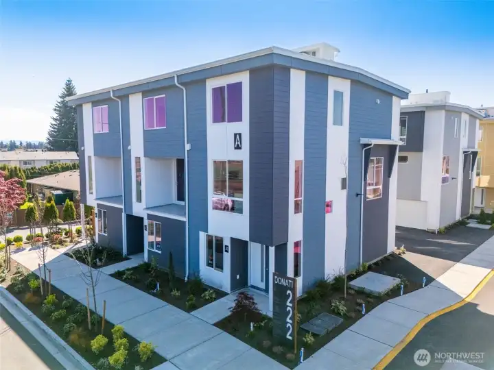 At Donati, there a four great floor plans to chose from, each with 3 bedrooms. All have A/C, modern finishes, and a garage with electric vehicle charging.