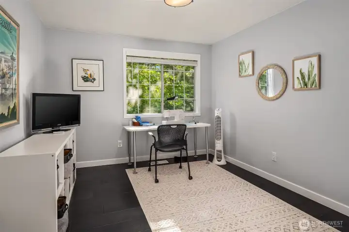 One of three bedrooms on the upper level.