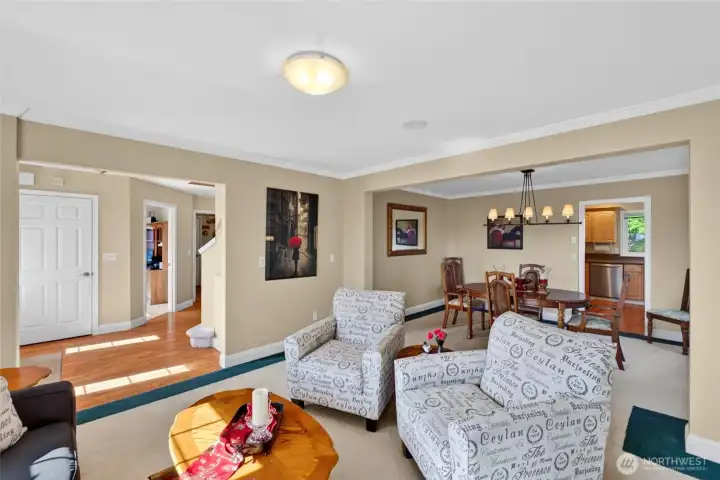 Formal living and dining flows into open concept kitchen and family room Formal living and dining flows into open concept kitchen and family room
