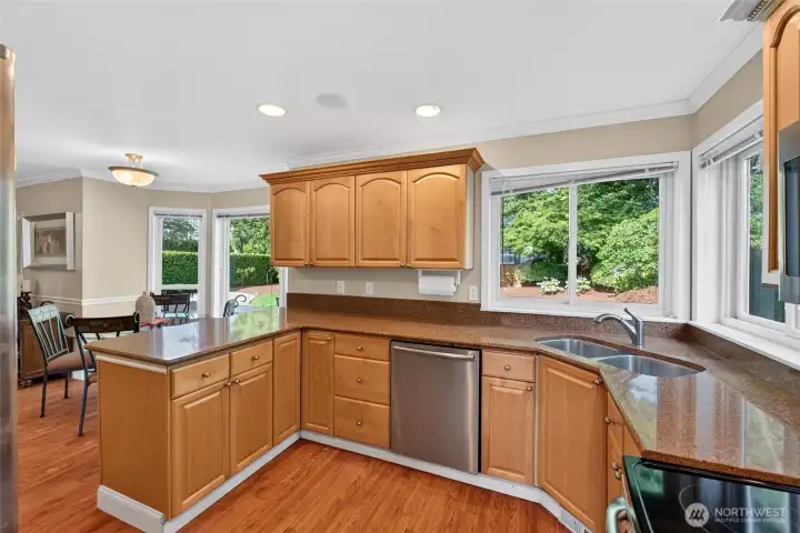 Solid surface countertops, stainless appliances and walk in pantry Solid surface countertops, stainless appliances and walk in pantry