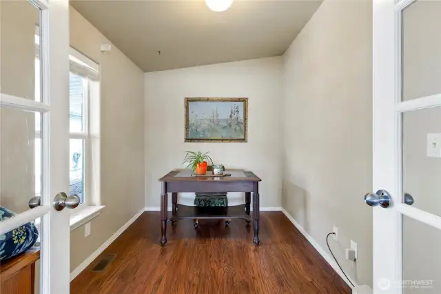 Seperate office with french doors off of the living room