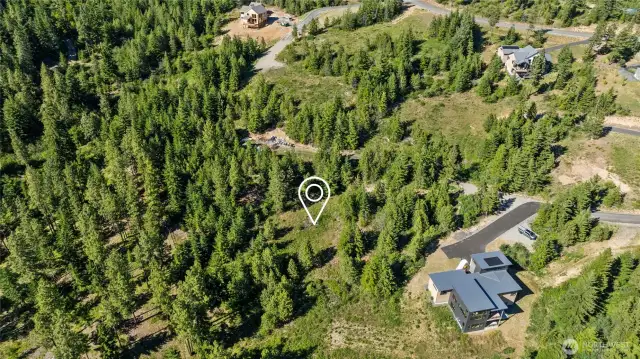 Aerial view of Skyline Ridge and homesite