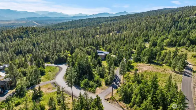 Aerial view of Skyline Ridge and homesite