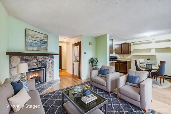 One more view of the interior space, virtually staged with a different layout to show the possibilities!