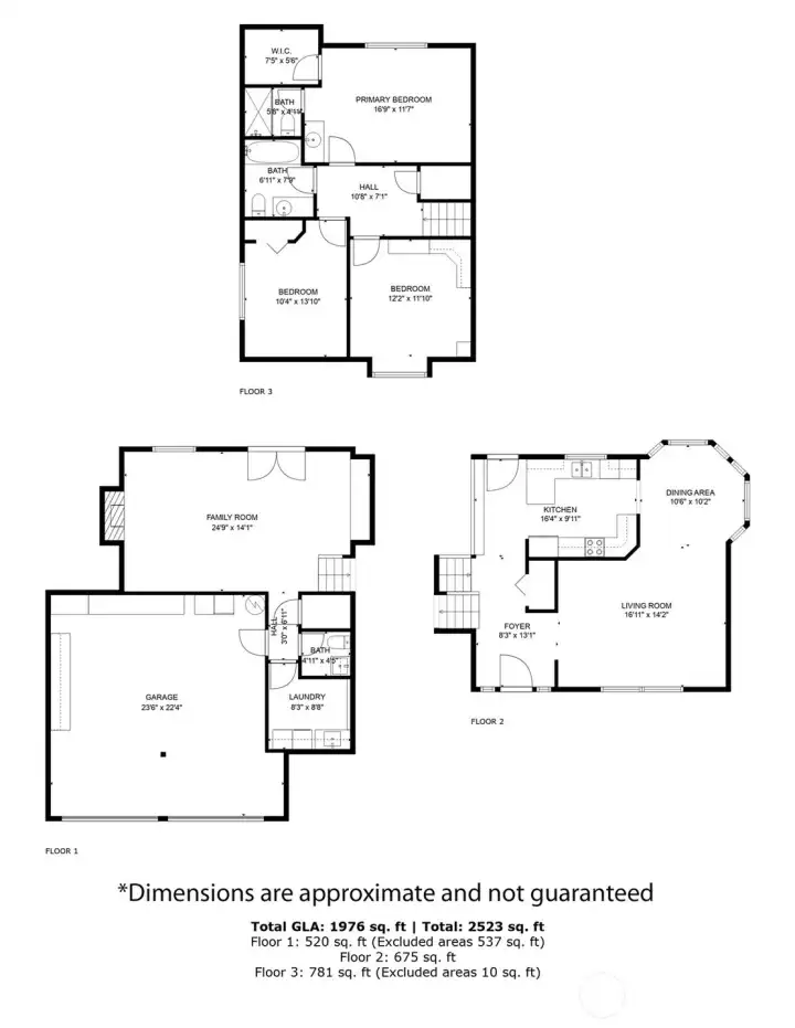 Dimensions are approximate and not guaranteed.