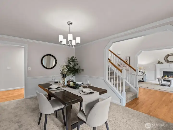Across the hall to the other side is the formal dining room with plenty of space for a large table for big gatherings.