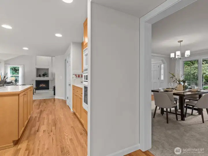 Around the corner you'll find the spacious kitchen.