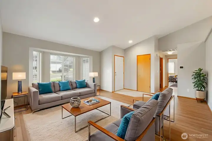 Virtually staged front/living room