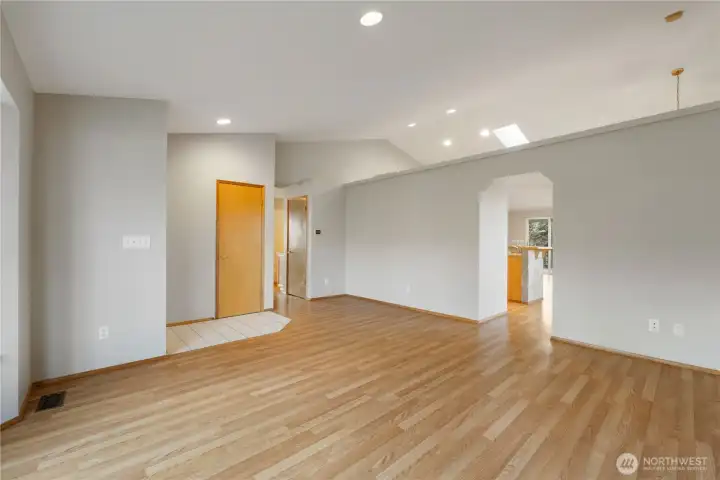 Living room separated with pony wall