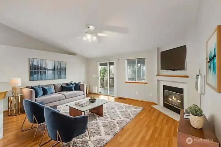 Virtually staged large family room