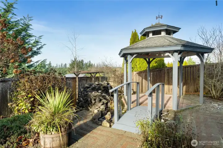 Large lighted gazebo with fan