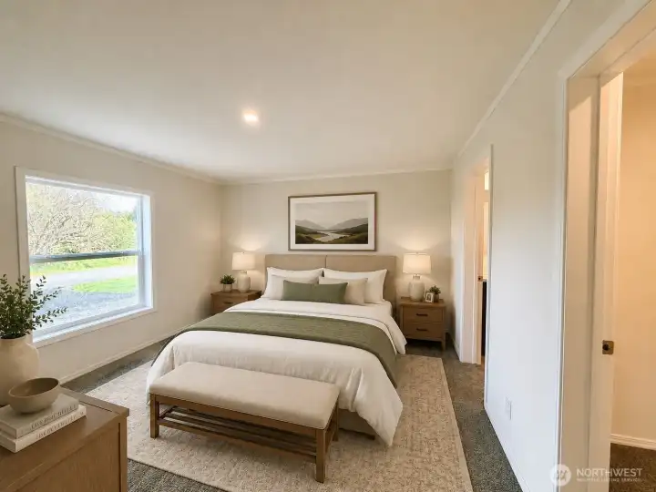 Virtually Staged Primary Bedroom