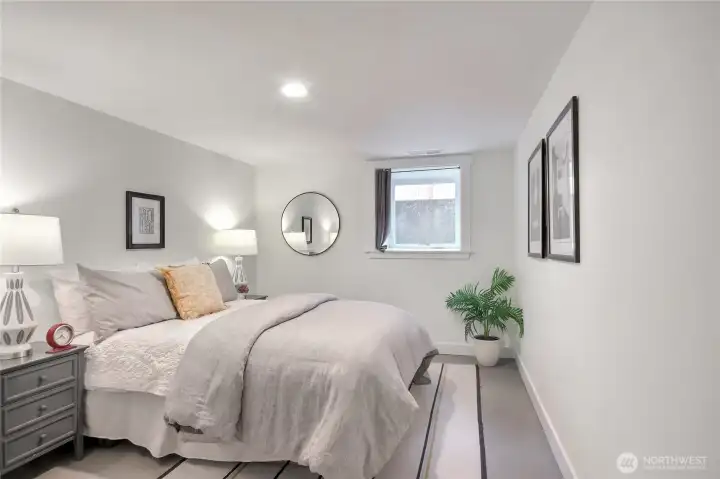 The additional lower level bedroom is also large enough for a queen-size bed.