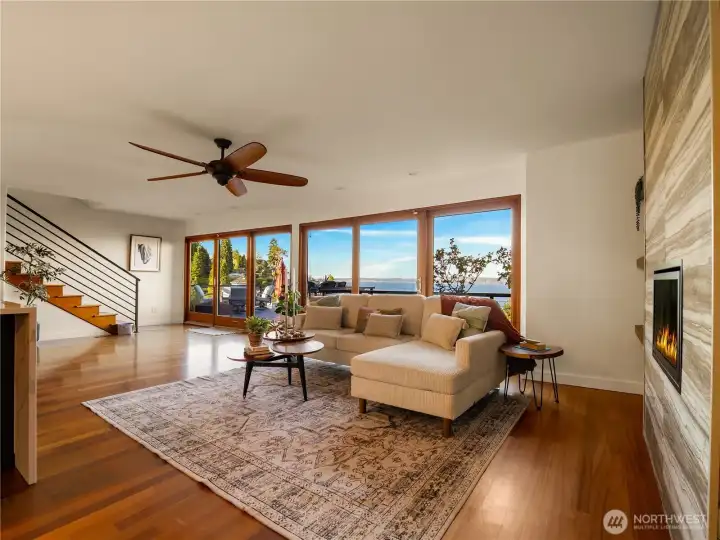 The large living room allows for many different furniture placement and configurations.