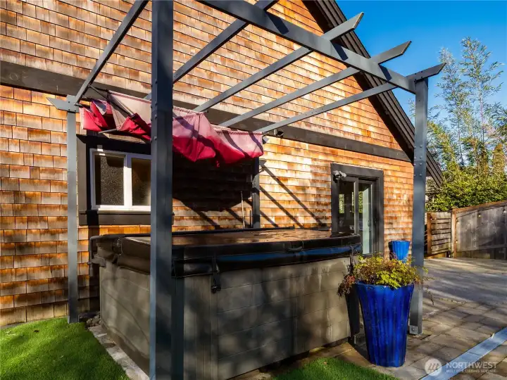 Privately located hot tub allows for relaxation when you want that.