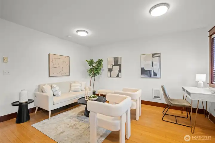 Living room offers a enough space for company to visit