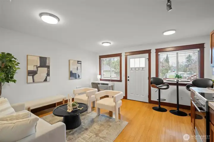 Dining are could easily be on either side of the door