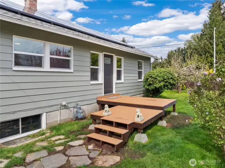 Front deck just built at front of the entrance